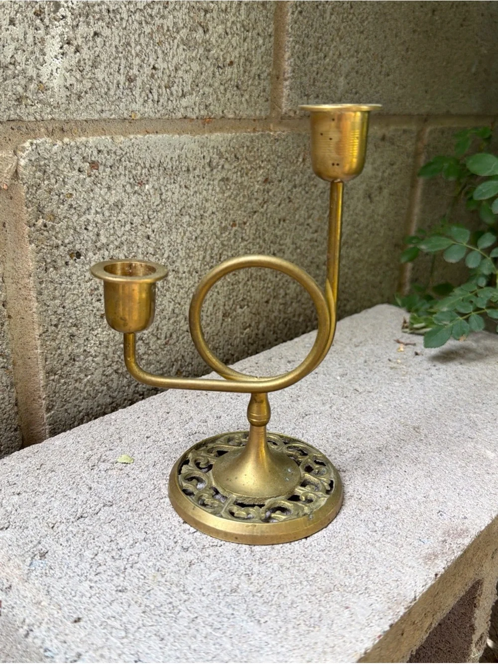 Brass Two-Arm Decorative Candle Holder